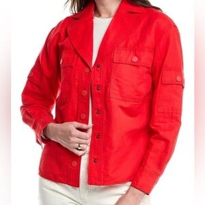 CABI Women’s Spring 24 Red Detour Jacket Coat Linen/cotton Blend LSize S